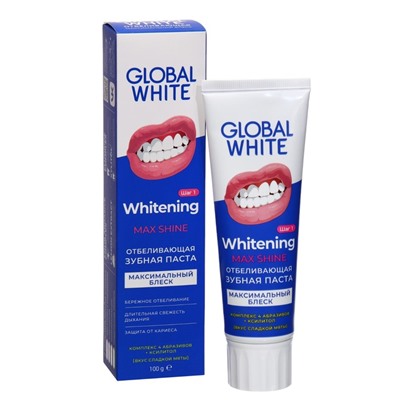 Зубная паста Global White Max Shine, отбеливающая, 100 г