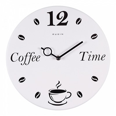 Часы настенные интерьерные из металла Coffee Time, бесшумные, d-32 см, чёрно-белые, АА