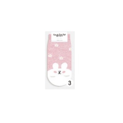 GGRN A TYPE(W-C-019) Носки женские короткие, розовые с принтом заяц, размер 35-39, A TYPE(W-C-019-03)ADULTS
