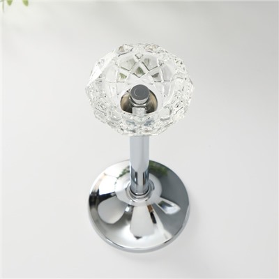 Подсвечник металл, стекло на 1 свечу "Кристальная чаша" d= 5 см серебро 9х9х20,5 см