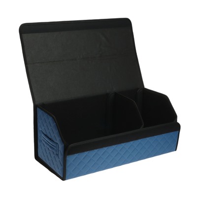 Органайзер кофр в багажник автомобиля Cartage саквояж, экокожа стеганая, 70 см, синий