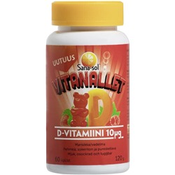 Витамин Sana-sol Vitanallet D-vitamiini Mansikka/vadelma 60 кап