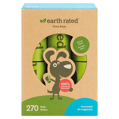 Earth Rated, Пакеты для отходов для собак, без запаха, 270 пакетов