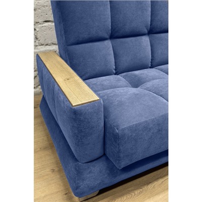 Прямой диван «Прайм 5», книжка, микровелюр, НПБ, цвет синий / МДФ светлый