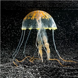 Декор для аквариума "Медуза" силиконовая, с неоновым эффектом, 10 х 10 х 20,5 см, оранжевая