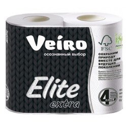 Туалетная бумага Veiro (Вейро) Elite Extra, цвет белый, 4-х слойная, 4 шт