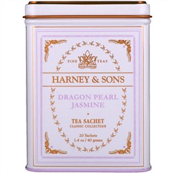 Harney & Sons, Качественные сорта чая, чай с жасмином Dragon Pearl, 20 чайных саше, 40 г (1,4 унции)