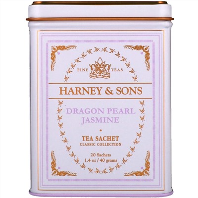 Harney & Sons, Качественные сорта чая, чай с жасмином Dragon Pearl, 20 чайных саше, 40 г (1,4 унции)