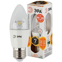 Лампа светодиодная Эра 7(60) Вт, цоколь E14, тепло-белый свет, 30000 ч, LED smdB35-7w-8