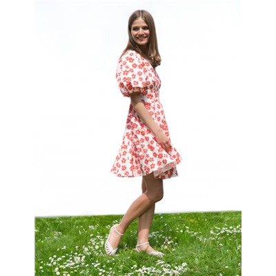 Платье-мини с цветочным принтом
