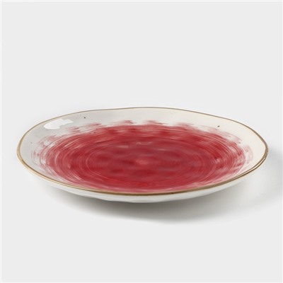 Тарелка фарфоровая Доляна «Космос», d=18,5 см, цвет красный