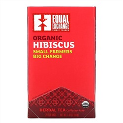Equal Exchange, Органический травяной чай из гибискуса, без кофеина, 20 чайных пакетиков, 40 г (1,41 унции)