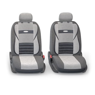 Авточехлы универcальные AUTOPROFI COMFORT COMBO, CMB-1105 D.GY/L.GY (M), мультиконтурные, формованный велюр, набор из 11 предметов, цвет тёмно-серый/светло-серый