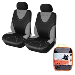 Чехлы для сидений универсальные RS-1, на передние сиденья, полиэстер, черный/серый