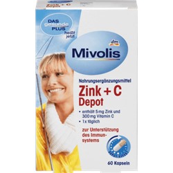 Mivolis Zink + C Depot Kapseln 60st, Миволис Цинк + Витамин C для поддержания иммунитета 60 шт.