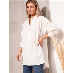 Удлиненная блузка из хлопка белый
