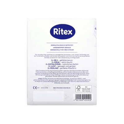 Ritex  Kondomautomat Breite 53mm/55mm 40 St, Ритекс Презервативы 5 видов, ширина 53 мм/55 мм, 40 штук