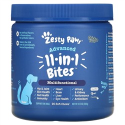 Zesty Paws, Advanced 11 in 1 Multifunctional Bites, улучшенная формула для взрослых собак, со вкусом курицы, 90 жевательных таблеток