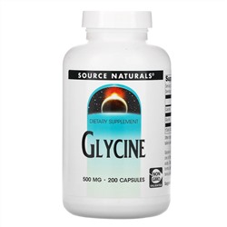Source Naturals, глицин, 500 мг, 200 капсул