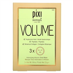 Pixi Beauty, Skintreats, Volume, разглаживающая тканевая маска, 3 шт. по 23 г (0,8 унции)