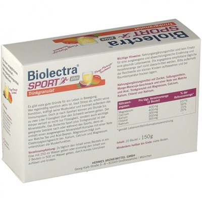 Biolectra (Биолектра) SPORT plus Trinkgranulat 20X7,5 г