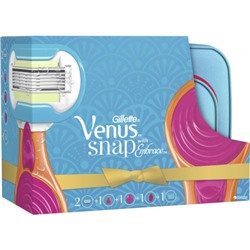 Подарочный набор Gillette (Джилет) Venus Snap Embrace: компактная бритва + 2 сменные кассеты + косметичка + расческа