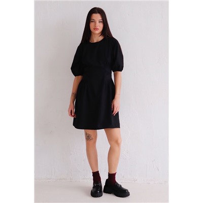 11435 Платье чёрное с объёмными рукавами