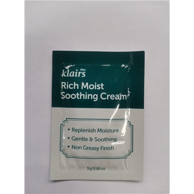 DEAR, KLAIRS [SAMPLE] пробник Rich Moist Soothing Cream (3 мл)