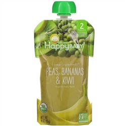 Happy Family Organics, Happy Baby, органическое детское питание, для детей от 6 месяцев, горох, бананы и киви, 113 г (4 унции)