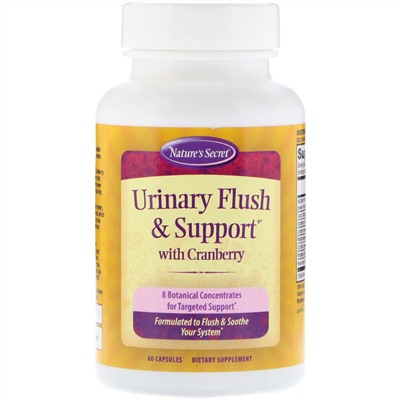 Nature's Secret, Urinary Flush & Support, мочегонное средство с клюквой, 60 капсул