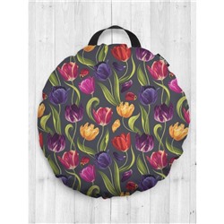 Подушка сидушка «Разноцветные тюльпаны», декоративная, d = 52 см