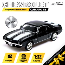 Машина металлическая CHEVROLET CAMARO SS, 1:32, открываются двери, инерция, цвет чёрный