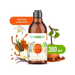 Гель для душа SYNERGETIC, биоразлагаемый, со вкусом карамельного яблока и ванили, 380 мл