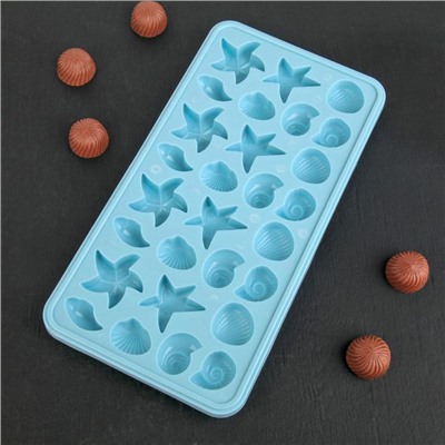 Форма для конфет и шоколада «Морское дно», 28×14,5 см, 28 ячеек, цвет МИКС