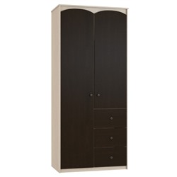 Шкаф «Ева» 2-х дверный с ящиками, 940 × 524 × 2168 мм, цвет дуб сонома / дуб венге