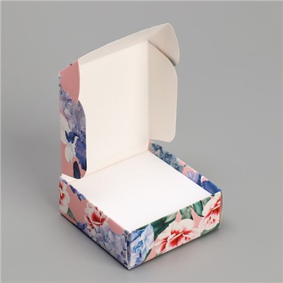 Коробка под бижутерию, упаковка, «Цветы», 7.5 х 7.5 х 3 см