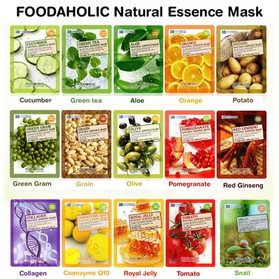 FDH Маска тканевая FOODAHOLIC 3D Mask Sheet Green Gram (23ml)
