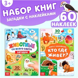 Набор книг с наклейками-загадками, 2 шт., 60 наклеек, 3+