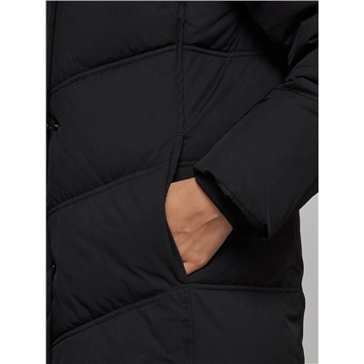 Пальто утепленное молодежное зимнее женское черного цвета 52325Ch