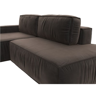 Угловой диван «Прага модерн», левый угол, механизм еврокнижка, велюр, цвет коричневый