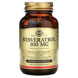 Solgar, Ресвератрол, 100 мг, 60 растительных капсул