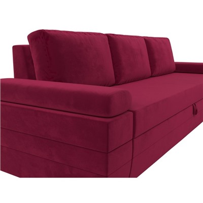 Прямой диван «Канкун», механизм дельфин, микровельвет, цвет бордовый