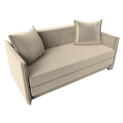 Прямой диван «Лига 011», механизм раскладной, микровельвет, цвет бежевый