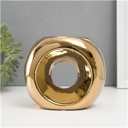 Подсвечник керамика на 1 свечу "Кольцо" d=6 см золото 16х8х14 см