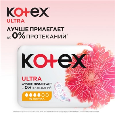 Женские гигиенические прокладки Kotex Ultra Normal, 10 шт.