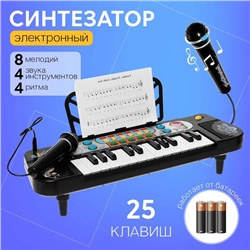 Синтезатор «Играй и пой», 25 клавиш, микрофон, работает от батареек