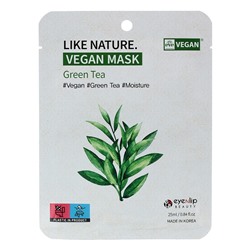 Маска тканевая с экстрактом зеленого чая Like Nature Vegan Mask Pack # Green Tea