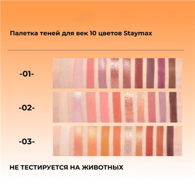 Палетка теней для век Focallure Staymax, 10 цветов, тон 1, 10 г
