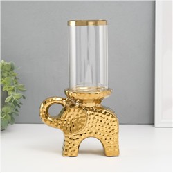 Подсвечник керамика, стекло на 1 свечу "Слон" d=8 см золото 16х10х27 см