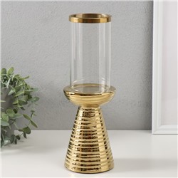 Подсвечник керамика, стекло на 1 свечу "Зебра Греви" d=8 см золото 10х10х29,5 см